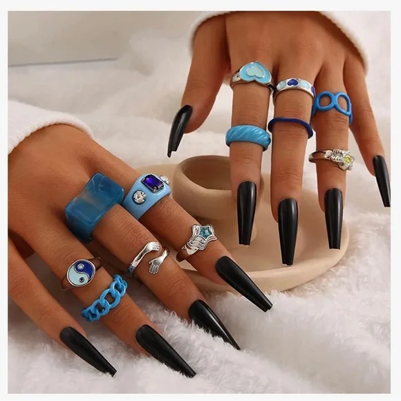 12 PC Knuckle Ring Set for women/girls, stackable boho snake finger rings. - Picture 5 of 5